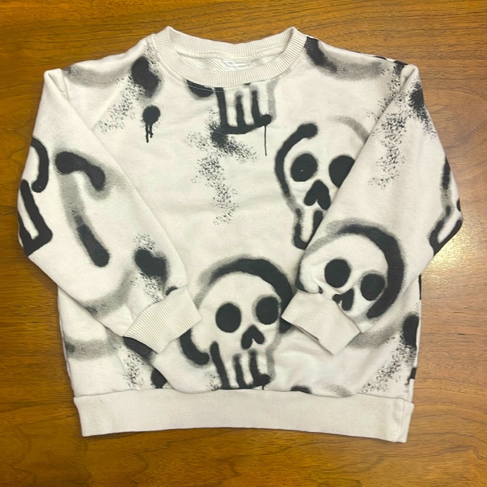 ZARA VGUC 100% Cotton Boys Skull Graffiti Crewneck Sweatshirt